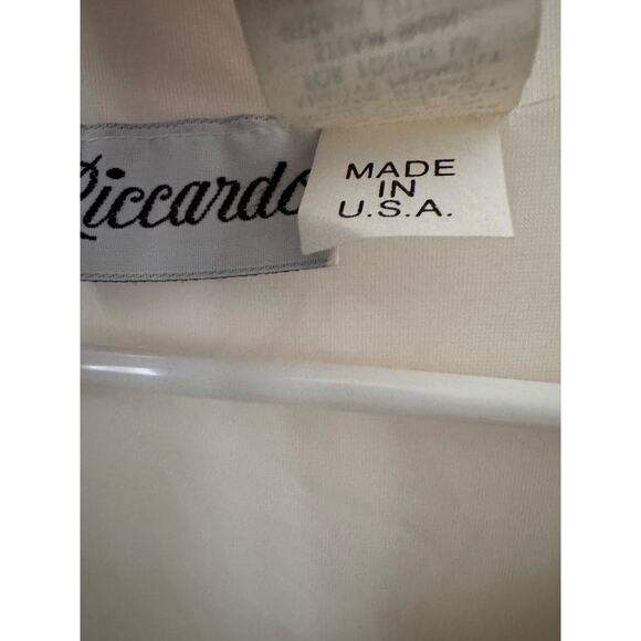 Vintage 1980s Riccardo White Batwing Dress Sequin Geometric Design medium - Picture 12 of 16